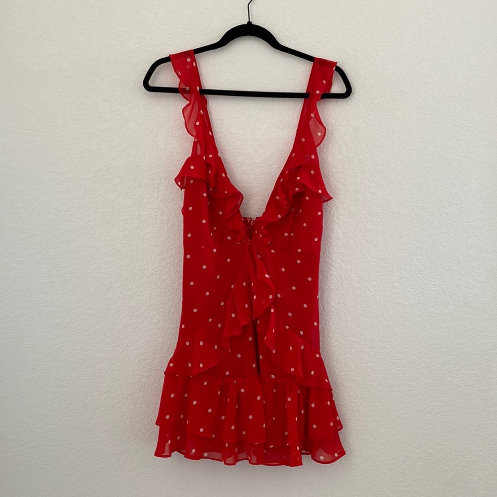 FOR LOVE AND LEMONS RED POLKA DOT MINI DRESS